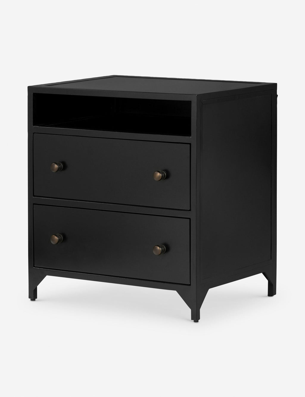 Table de chevet à 2 tiroirs - Parfaite pour les chambres d'inspiration industrielle, cette table de chevet apporte une touche sophistiquée grâce à ses poignées de tiroir rondes qui ajoutent un