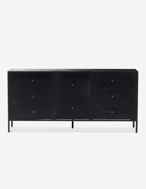 Commode 8 tiroirs - Fer finition noire, au profil épuré, et dotée de ferrures en bronze pour un look industriel propre et soigné avec