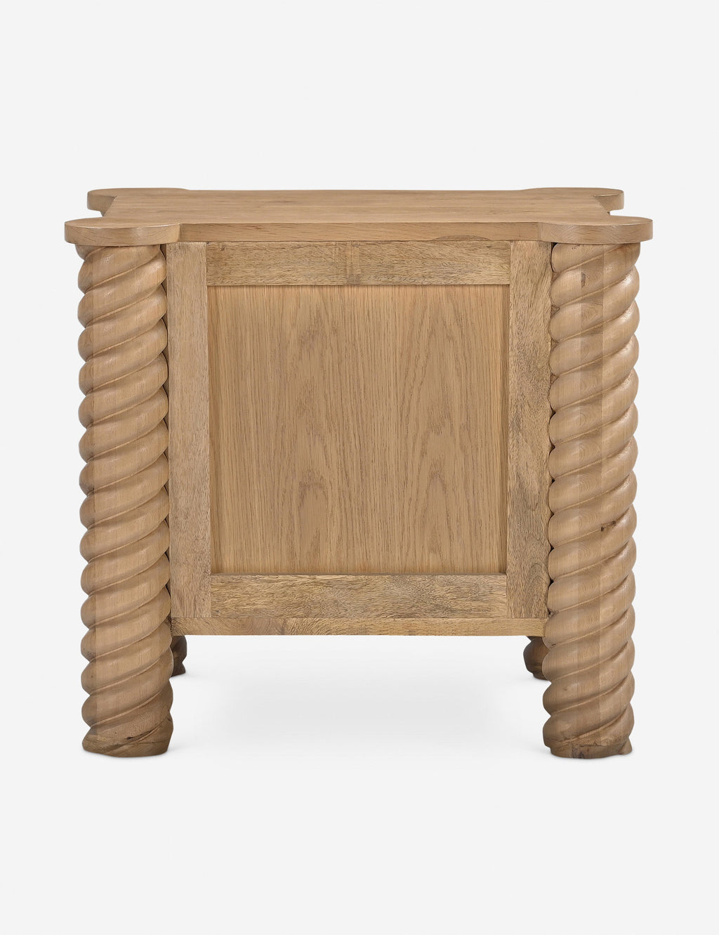 Table de chevet à 2 tiroirs - Cette table de chevet est une réinterprétation contemporaine de l'esthétique classique, se distinguant par ses pieds tournés complexes et