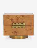 Table de chevet - Le bois de loupe apporte du caractère à cette table de chevet moderne.