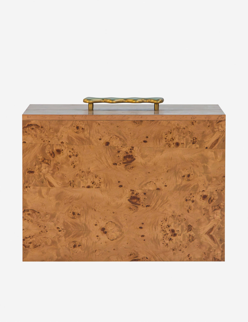 Table de chevet - Le bois de loupe apporte du caractère à cette table de chevet moderne.