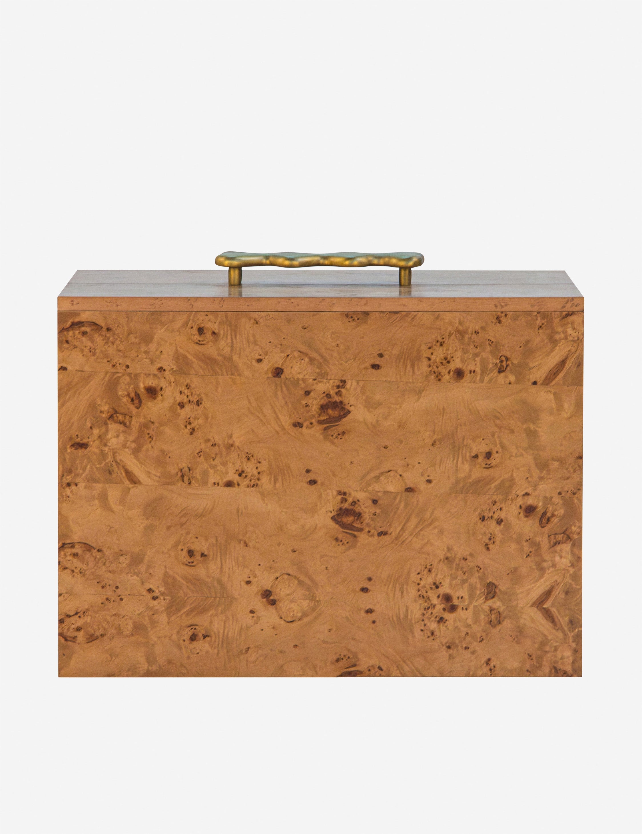 Table de chevet - Le bois de loupe apporte du caractère à cette table de chevet moderne.