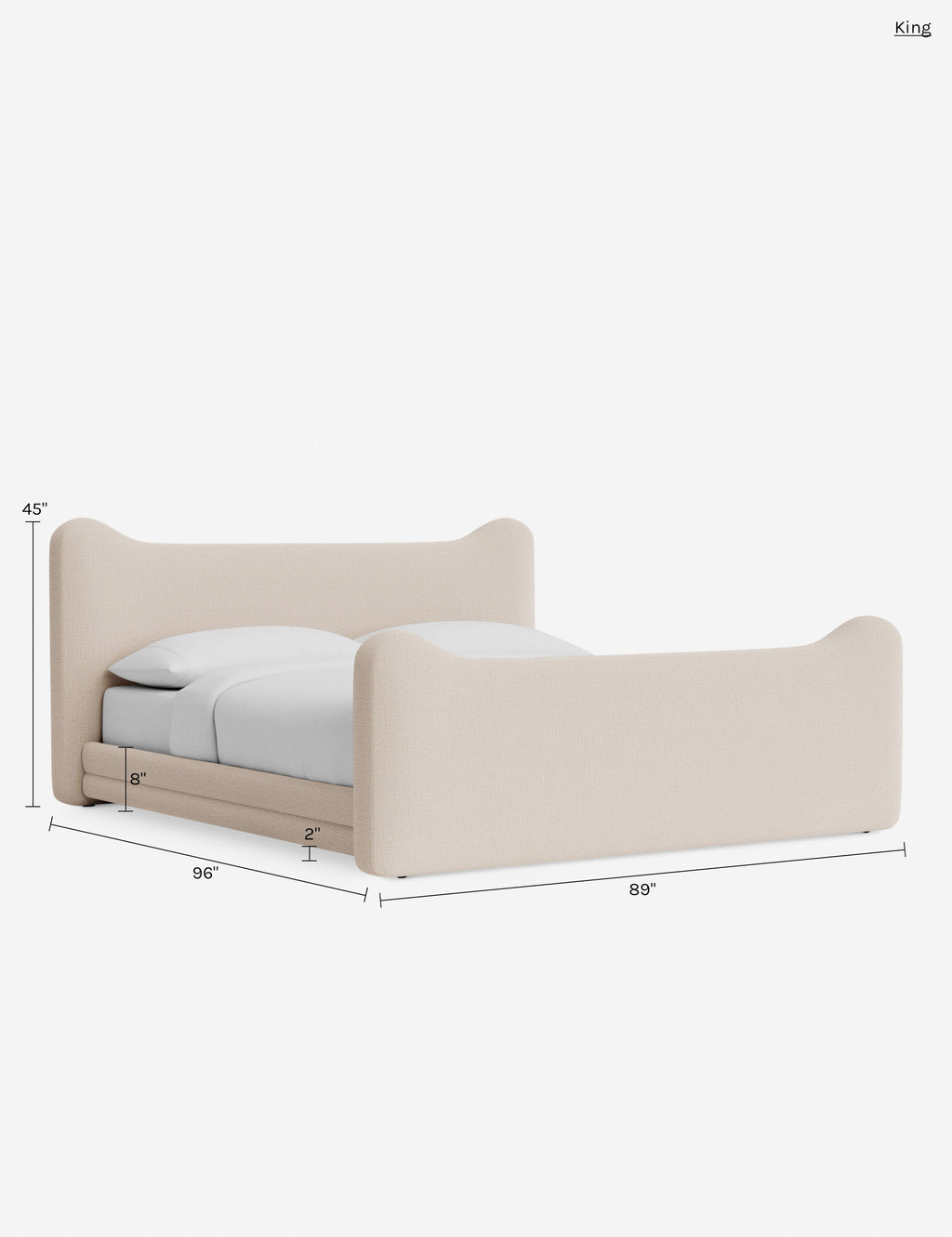 Lit plateforme - Dans le lit Briar, des lignes douces forment une silhouette raffinée à double couronne pour créer une profondeur sculpturale avec une touche de fantaisie