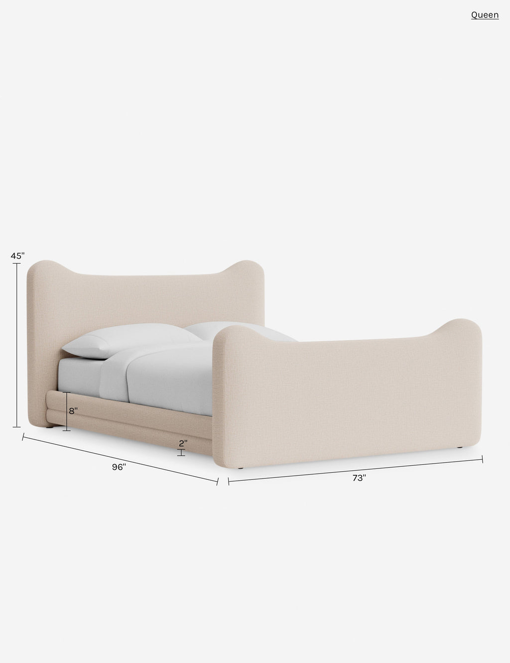 Lit plateforme - Dans le lit Briar, des lignes douces forment une silhouette raffinée à double couronne pour créer une profondeur sculpturale avec une touche de fantaisie