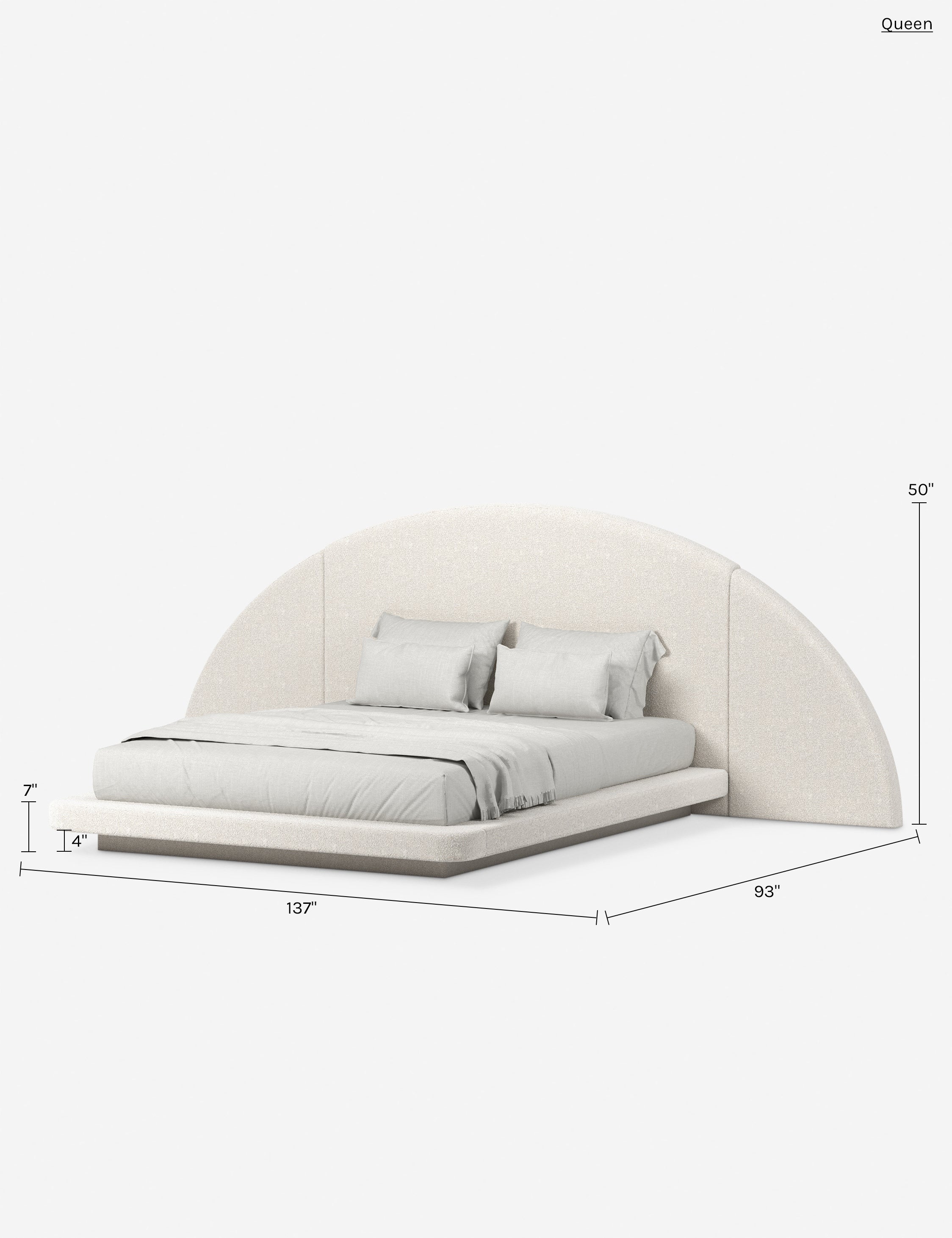 Lit Half Moon - Le lit se distingue par sa tête de lit incurvée en demi-lune contrastant avec une base discrète