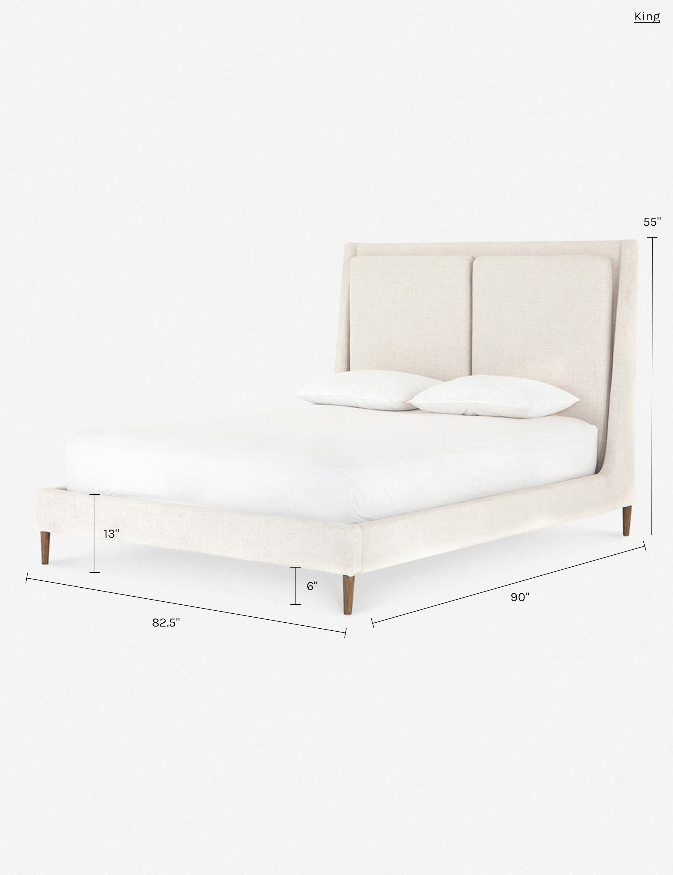 Lit plateforme - Rembourré d'un doux mélange de lin, ce cadre de lit présente un design ailé avec une tête de lit capitonnée, d'un équilibre remarquable