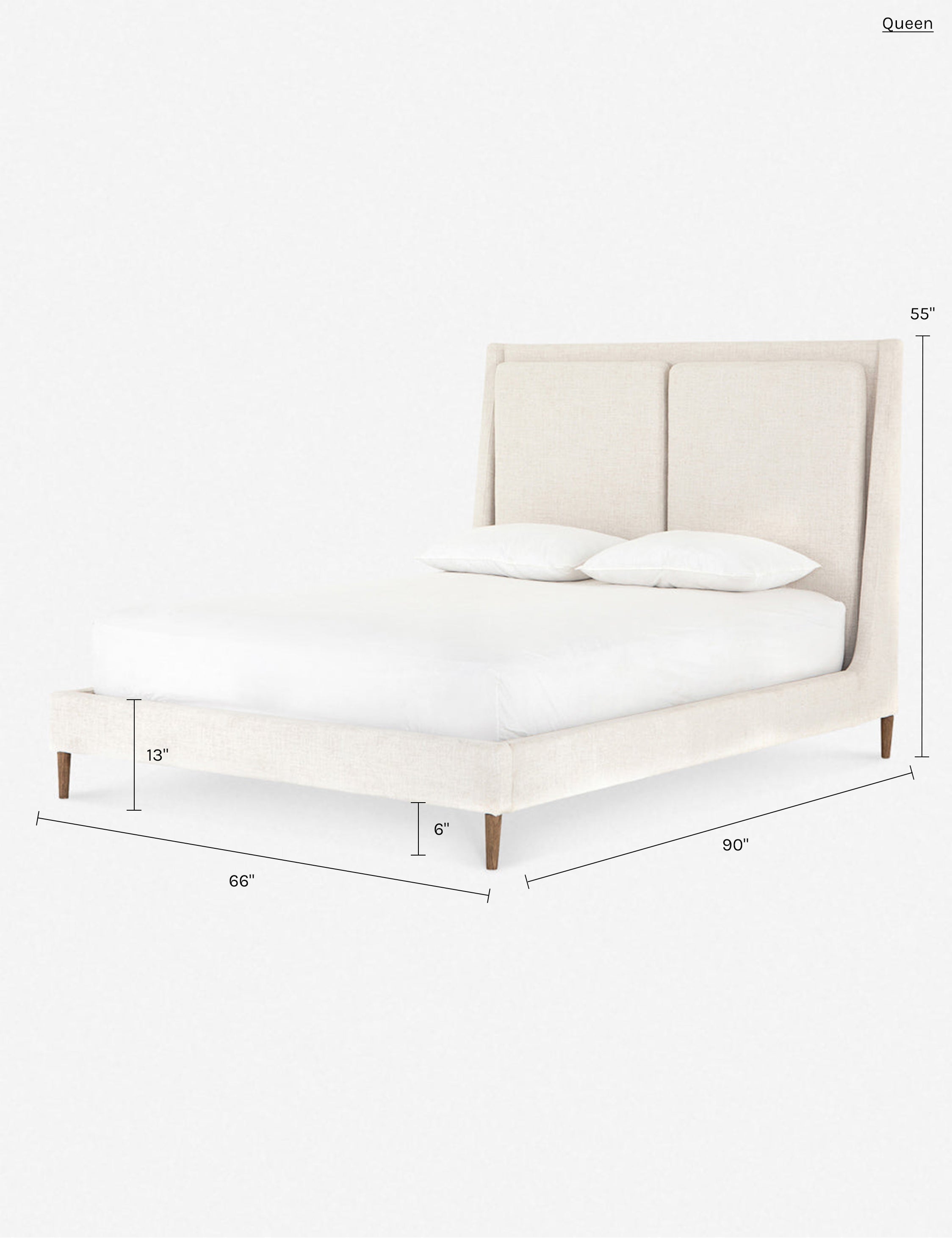 Lit plateforme - Rembourré d'un doux mélange de lin, ce cadre de lit présente un design ailé avec une tête de lit capitonnée, d'un équilibre remarquable