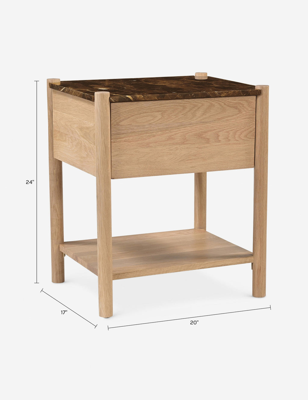 Table de chevet - La table de chevet Barbeau offre une silhouette épurée dans un mélange de matériaux luxueux.