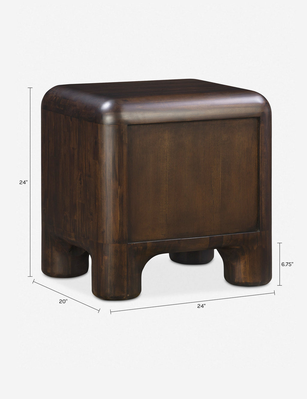 Table de chevet - Une silhouette audacieuse aux bords et aux coins arrondis insuffle un sentiment d'espièglerie et de sophistication à la table de chevet Bodnar.