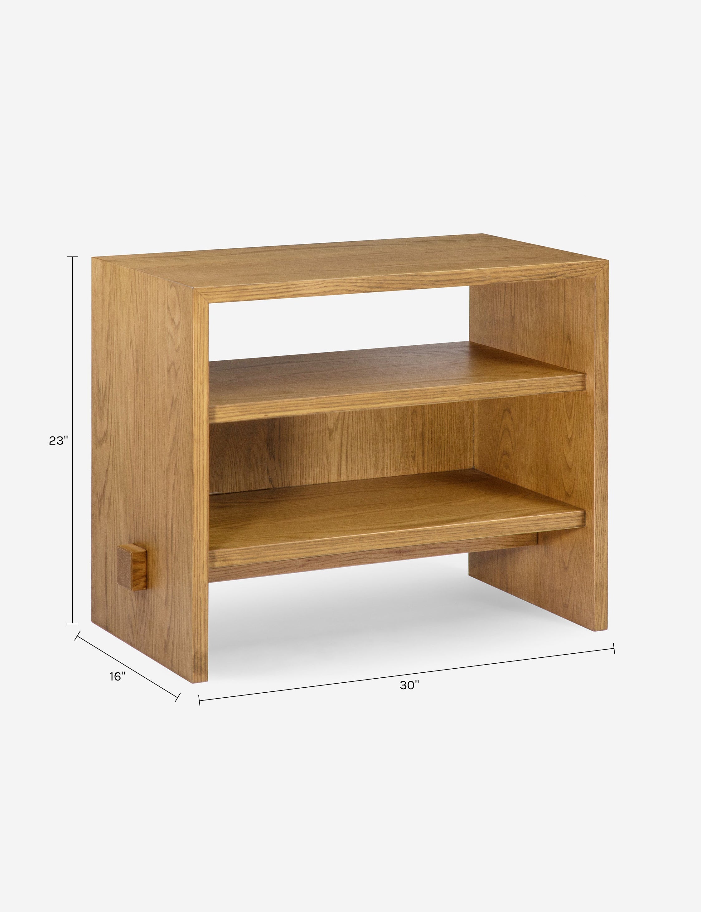 Table de chevet - La table de chevet offre une chaleur naturelle grâce à son mélange de placages et de bois de chêne massif, le tout habillé d'une finition claire qui met en valeur le grain