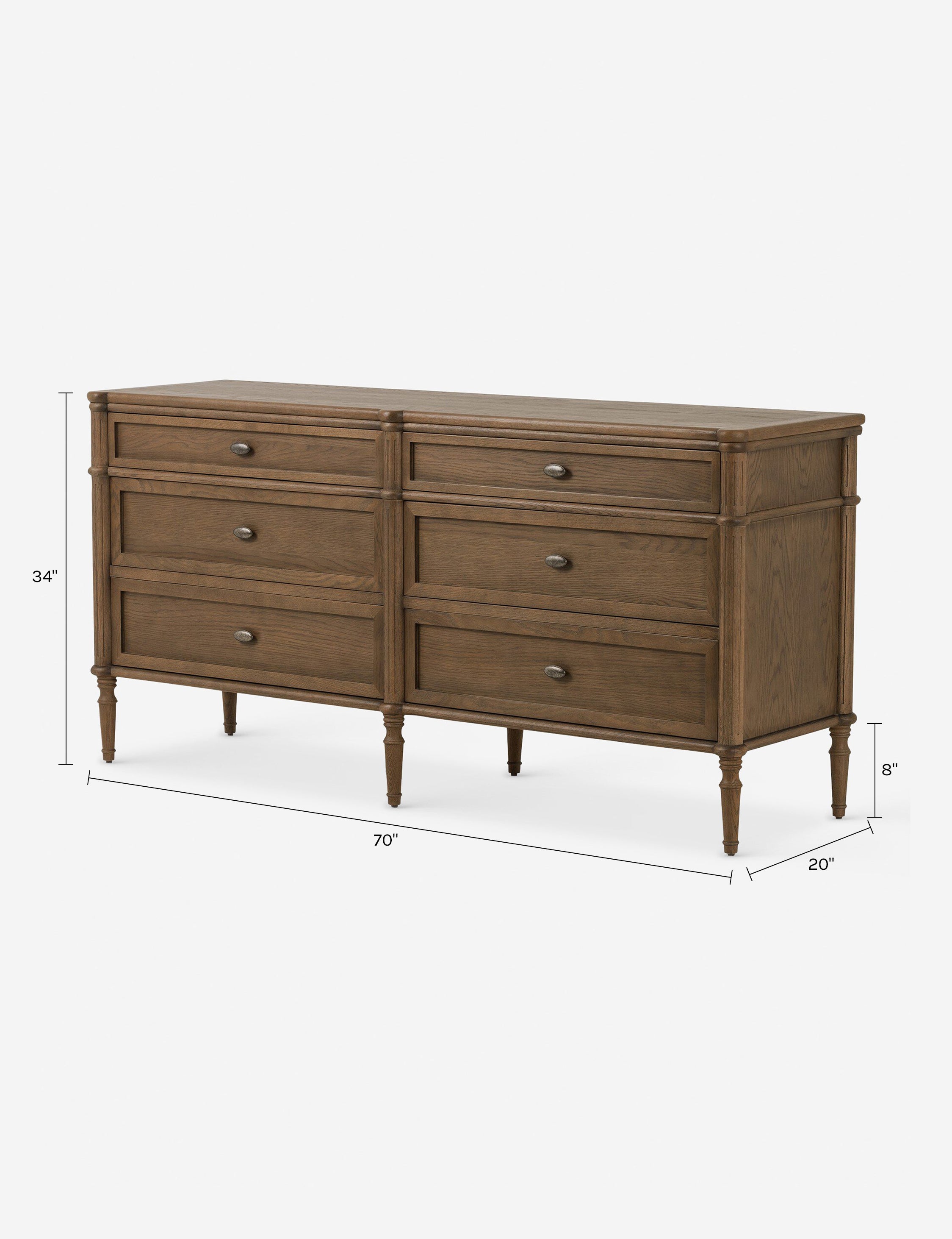 Commode à 6 tiroirs - Le style traditionnel rencontre l'attrait moderne dans cette commode d'inspiration européenne vintage