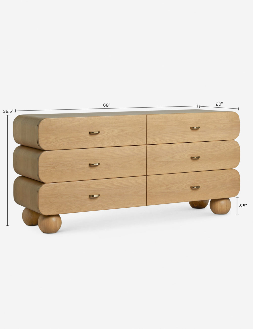Commode 6 tiroirs - La géométrie douce définit notre commode Barberi, apportant une chaleur sculpturale à la chambre.