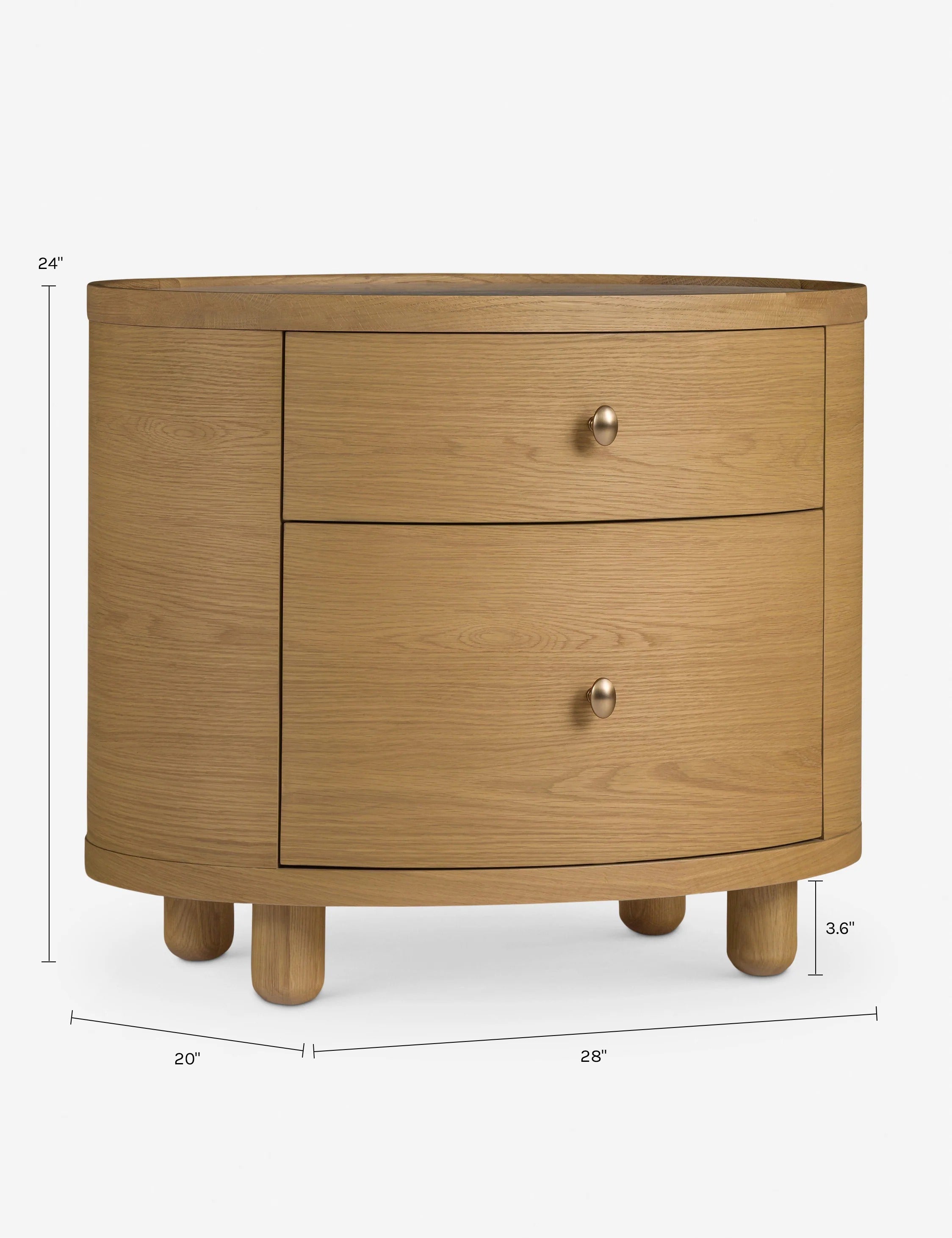 Table d'appoint - La table d'appoint Laguna présente un boîtier ovale aux lignes épurées reposant sur des pieds boules pour un impact discret en chêne