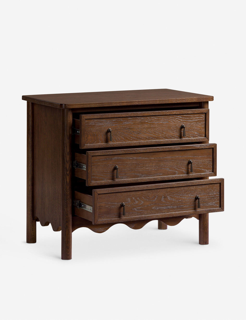 Table de chevet à 3 tiroirs - allie des détails classiques à une silhouette légèrement ajustée