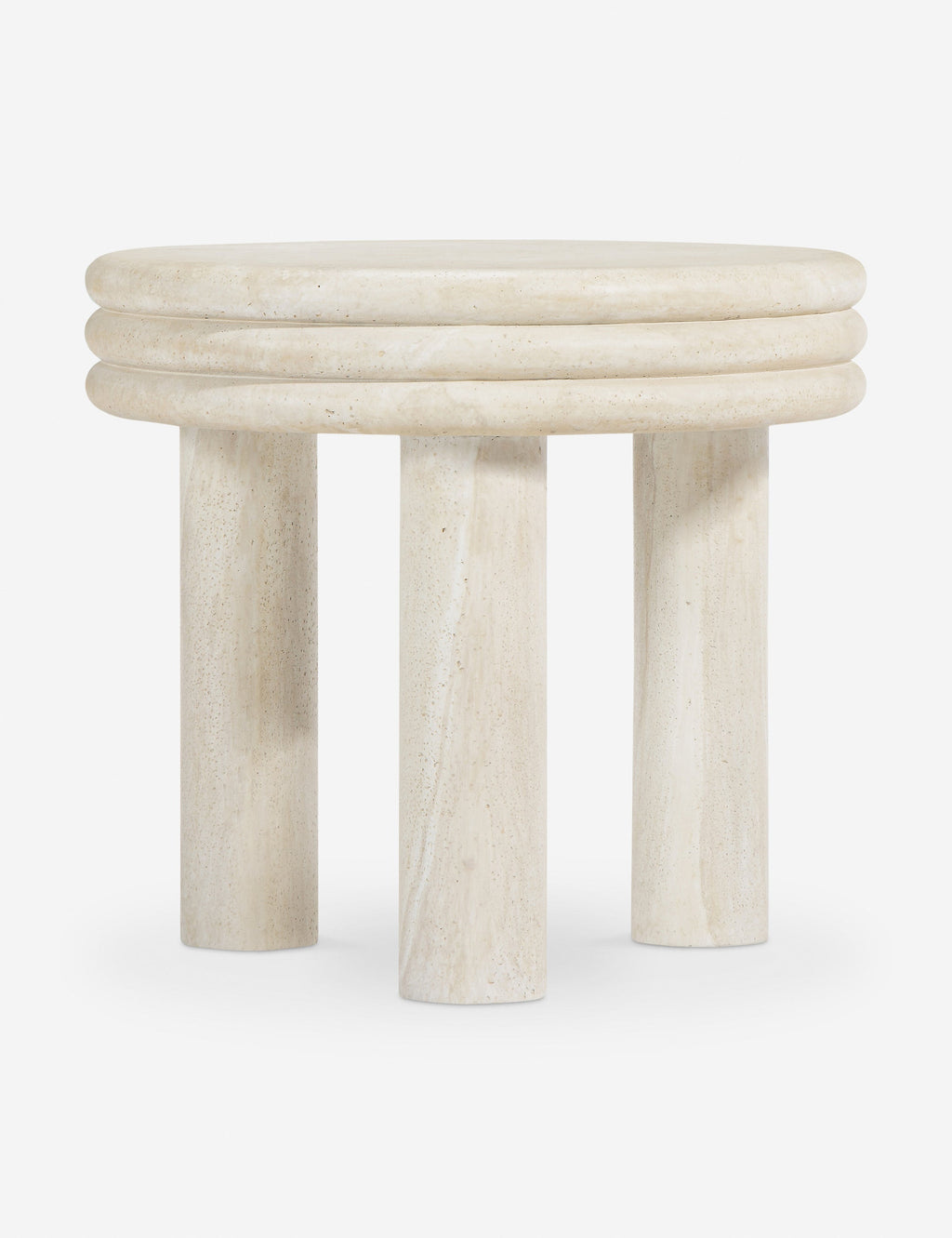Table d'appoint ronde - Compacte mais remarquable, la table d'appoint Roma présente un plateau à plusieurs niveaux reposant sur de solides pieds colonnes