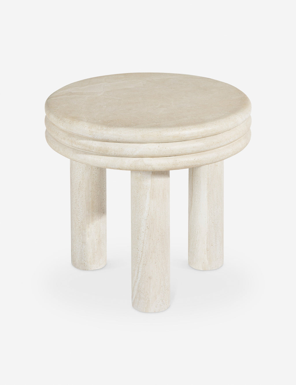 Table d'appoint ronde - Compacte mais remarquable, la table d'appoint Roma présente un plateau à plusieurs niveaux reposant sur de solides pieds colonnes