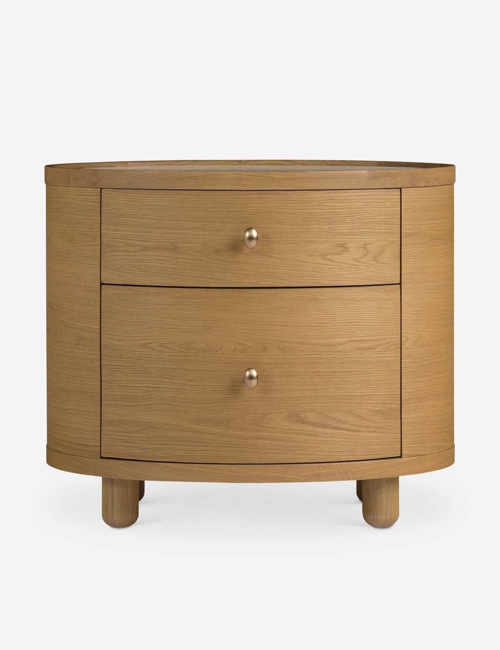 Table d'appoint - La table d'appoint Laguna présente un boîtier ovale aux lignes épurées reposant sur des pieds boules pour un impact discret en chêne