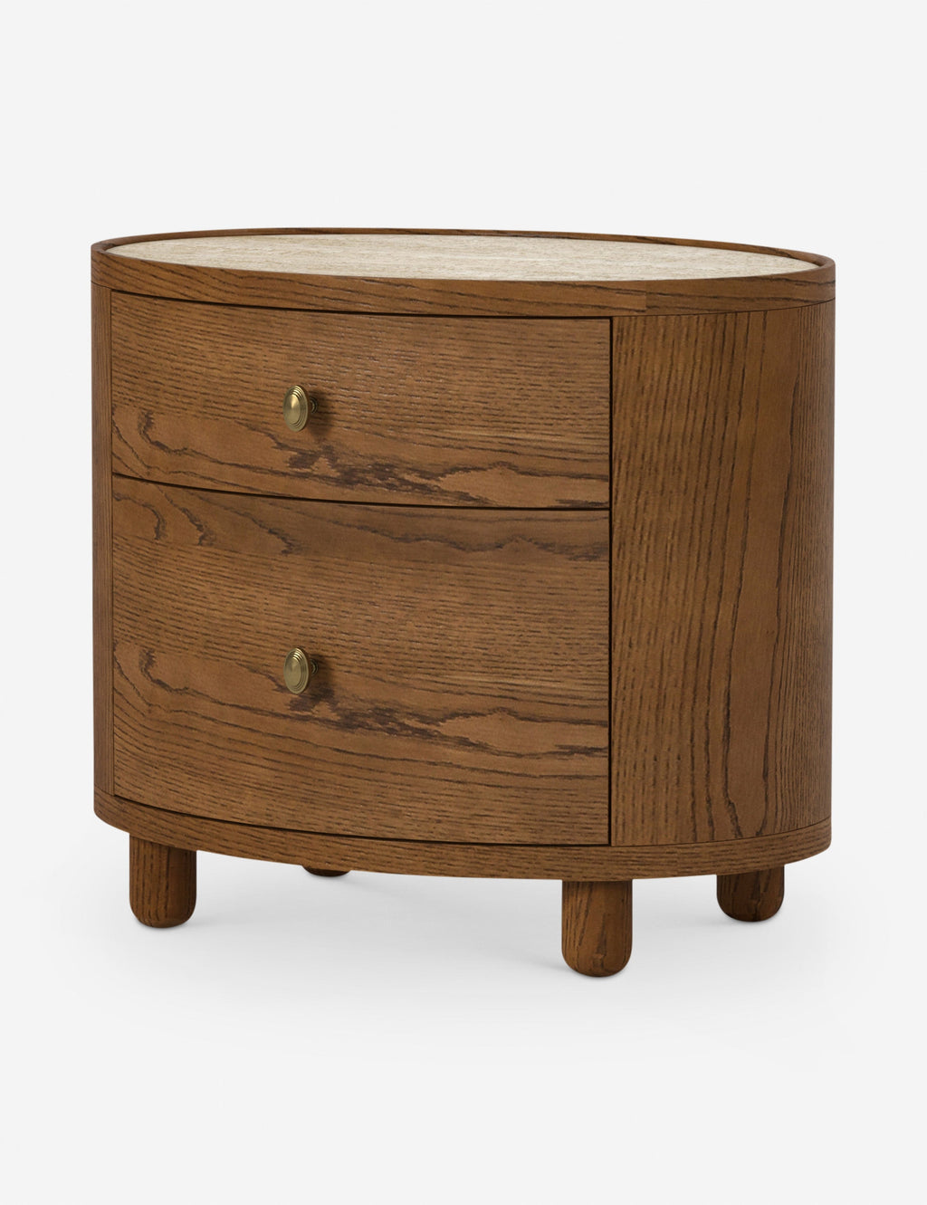 Table d'appoint - La table d'appoint Laguna présente un boîtier ovale aux lignes épurées reposant sur des pieds boules pour un impact discret en chêne