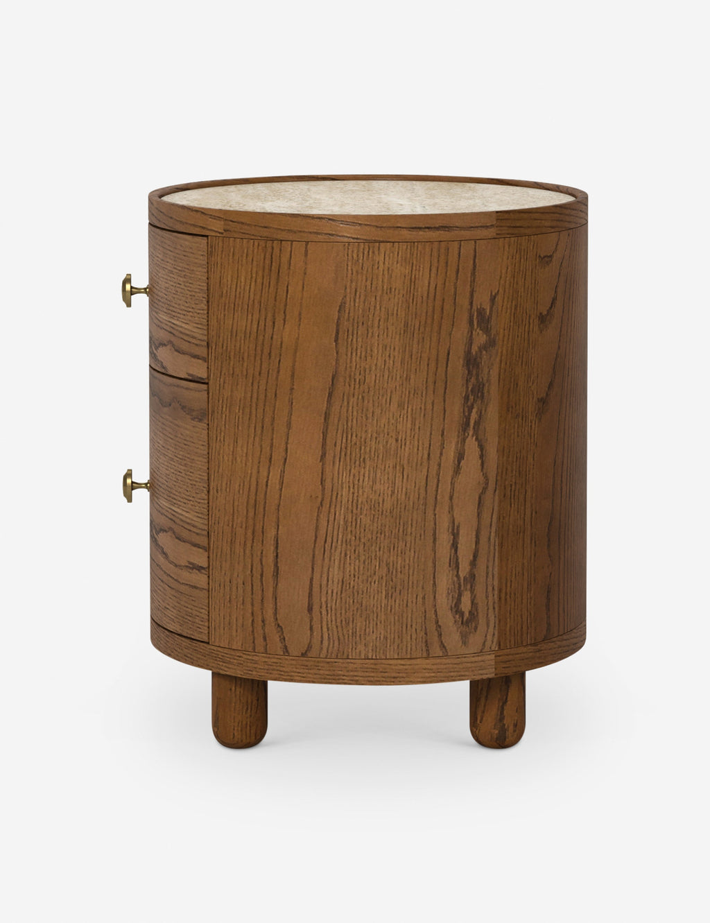 Table d'appoint - La table d'appoint Laguna présente un boîtier ovale aux lignes épurées reposant sur des pieds boules pour un impact discret en chêne