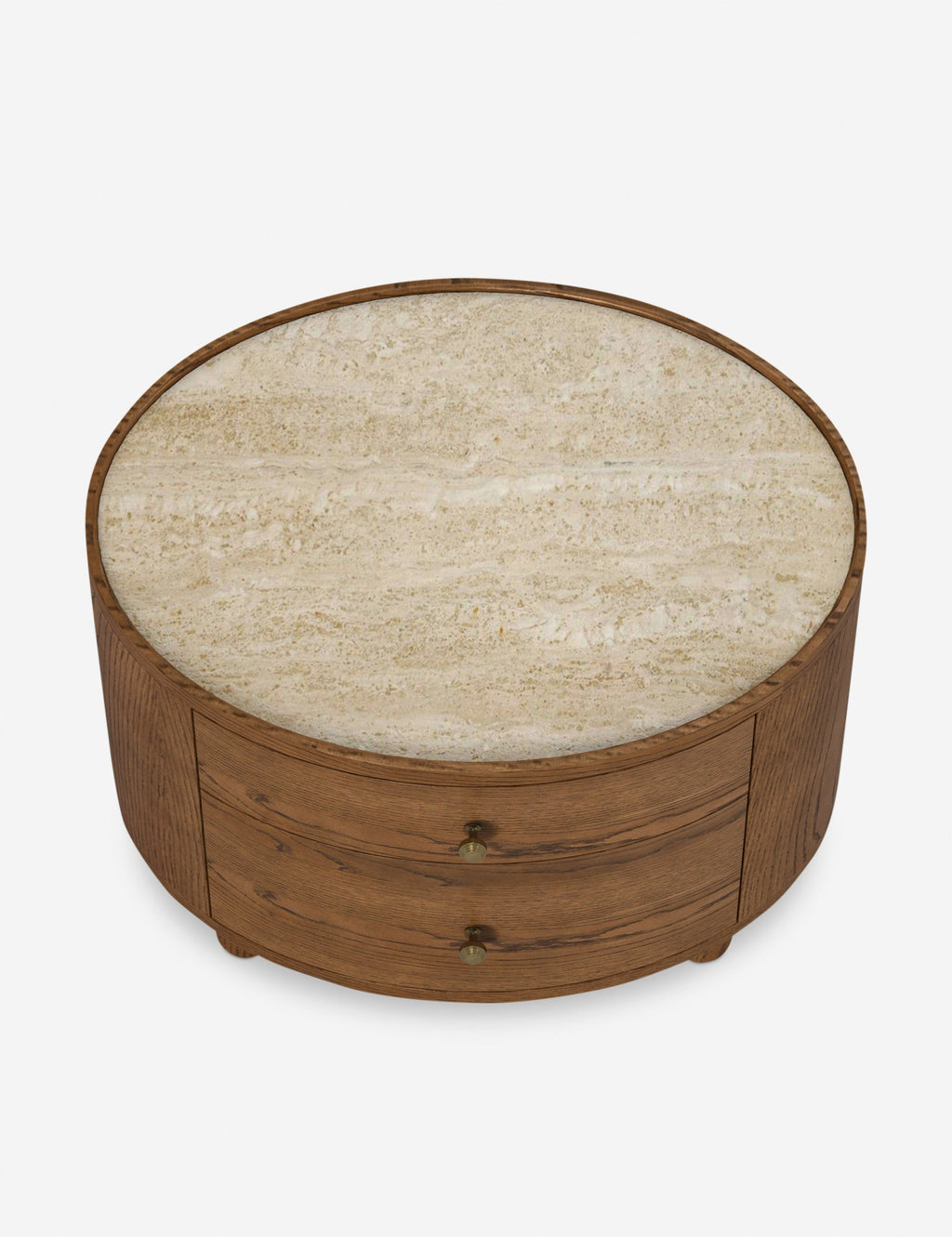 Table d'appoint - La table d'appoint Laguna présente un boîtier ovale aux lignes épurées reposant sur des pieds boules pour un impact discret en chêne