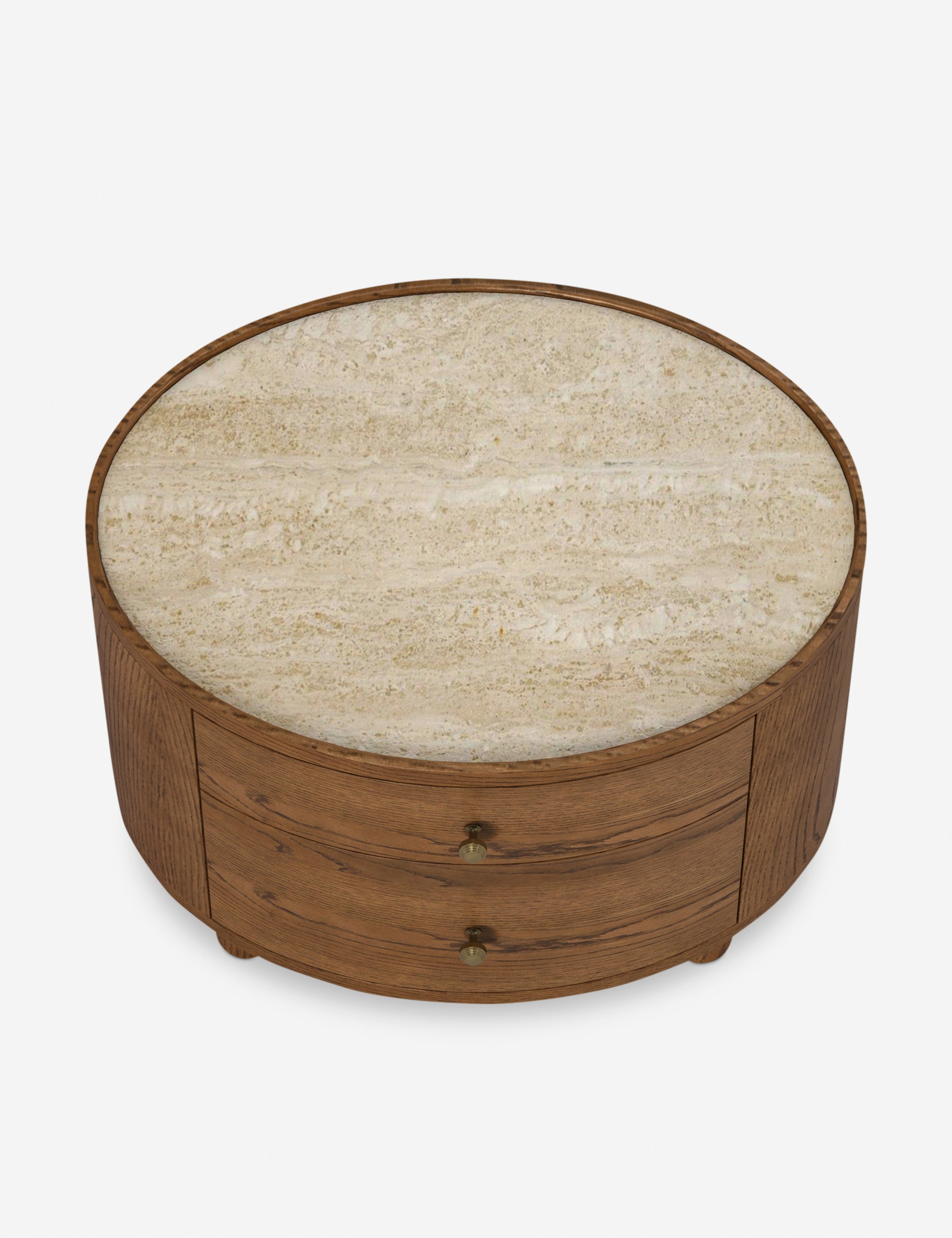 Table d'appoint - La table d'appoint Laguna présente un boîtier ovale aux lignes épurées reposant sur des pieds boules pour un impact discret en chêne