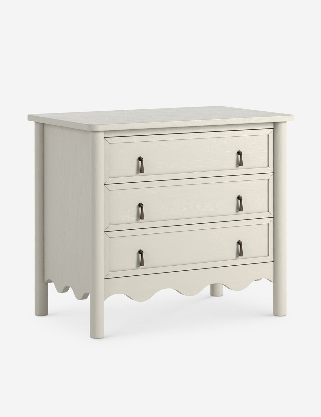 Table de chevet à 3 tiroirs - allie des détails classiques à une silhouette légèrement ajustée
