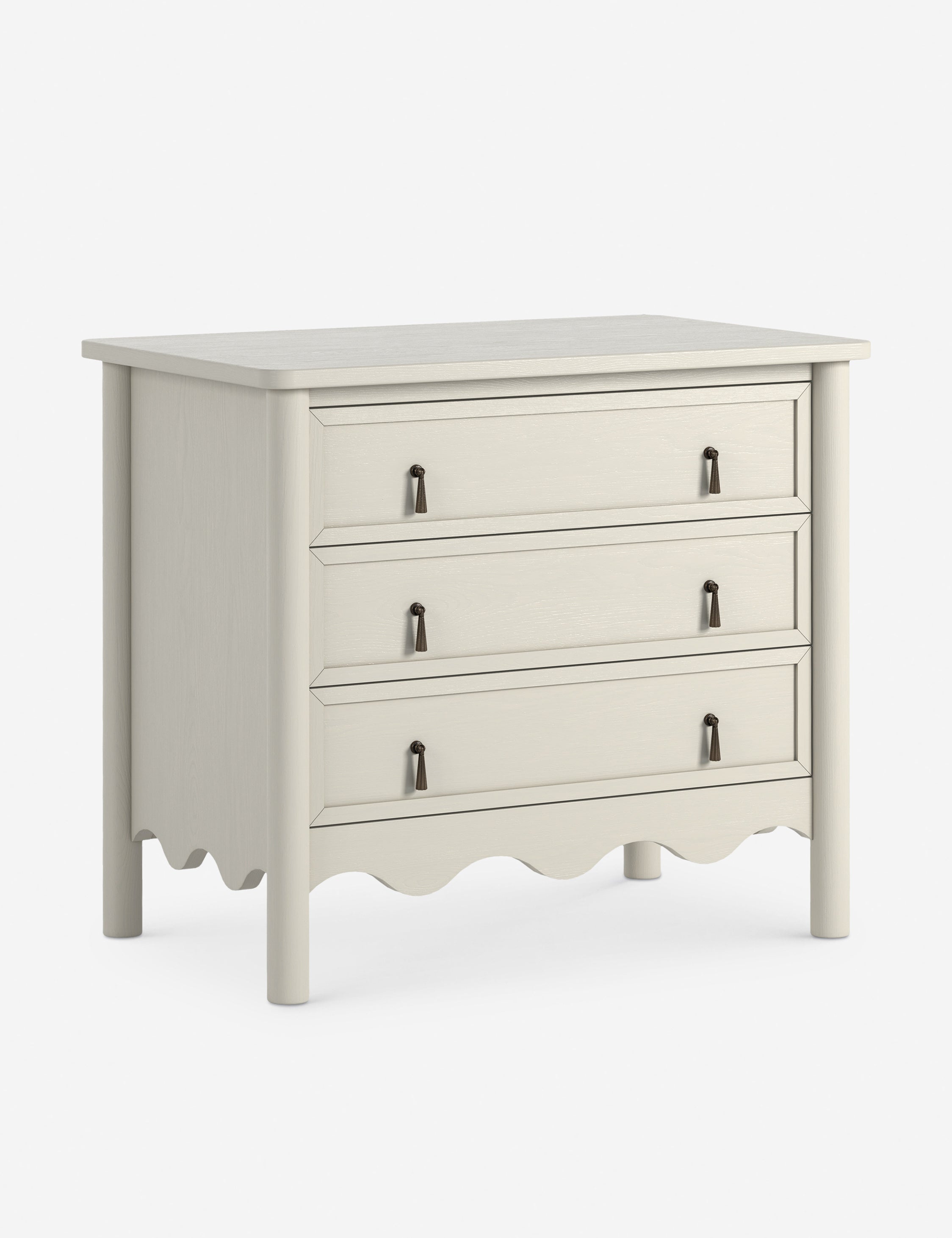 Table de chevet à 3 tiroirs - allie des détails classiques à une silhouette légèrement ajustée