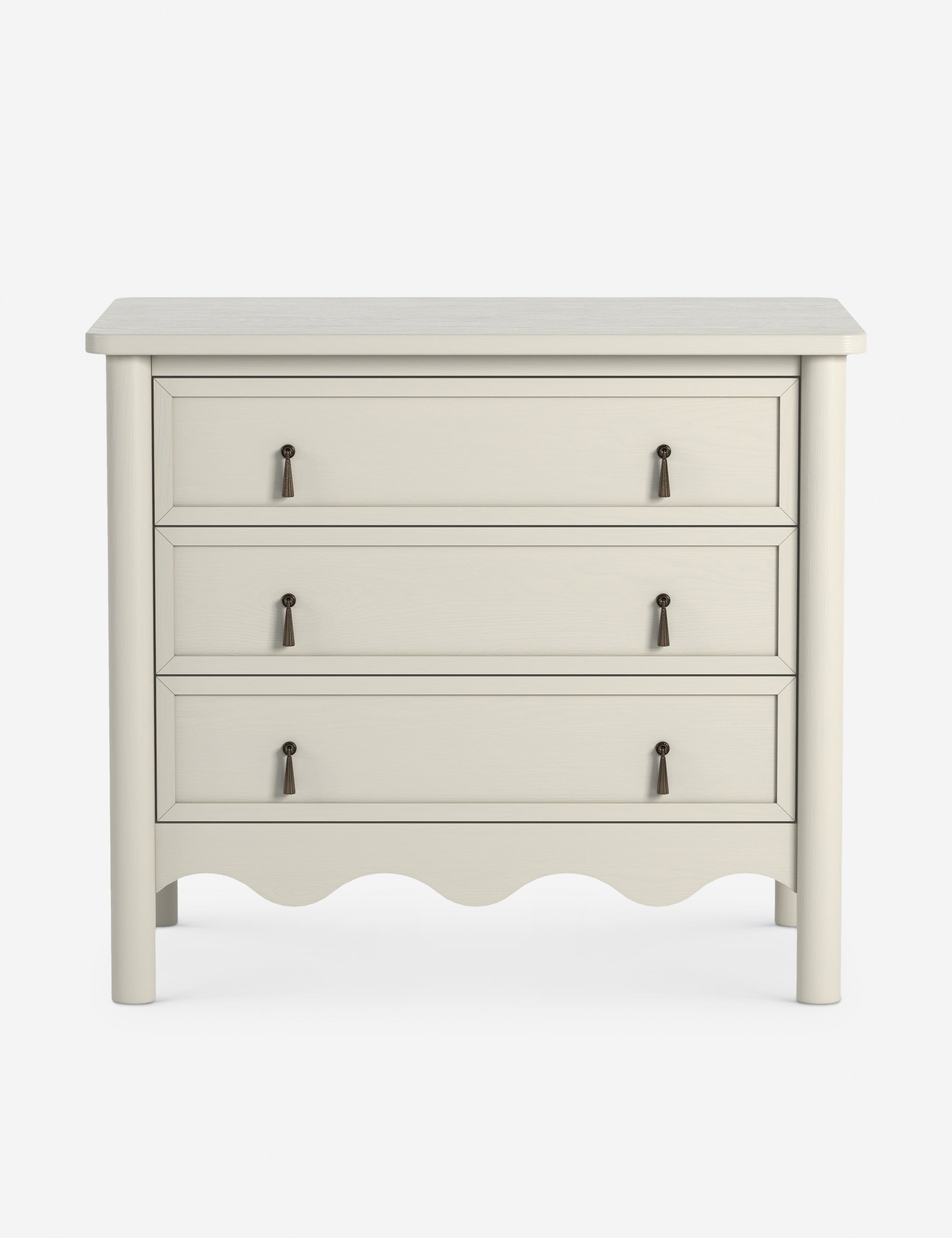 Table de chevet à 3 tiroirs - allie des détails classiques à une silhouette légèrement ajustée