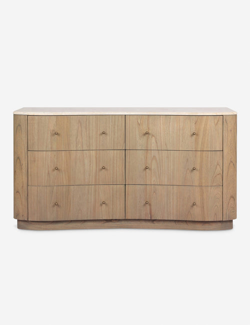 Commode à 6 tiroirs - Cette commode large apporte des formes sculpturales et une texture organique à la chambre à coucher
