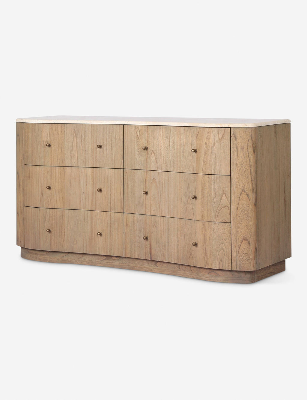 Commode à 6 tiroirs - Cette commode large apporte des formes sculpturales et une texture organique à la chambre à coucher