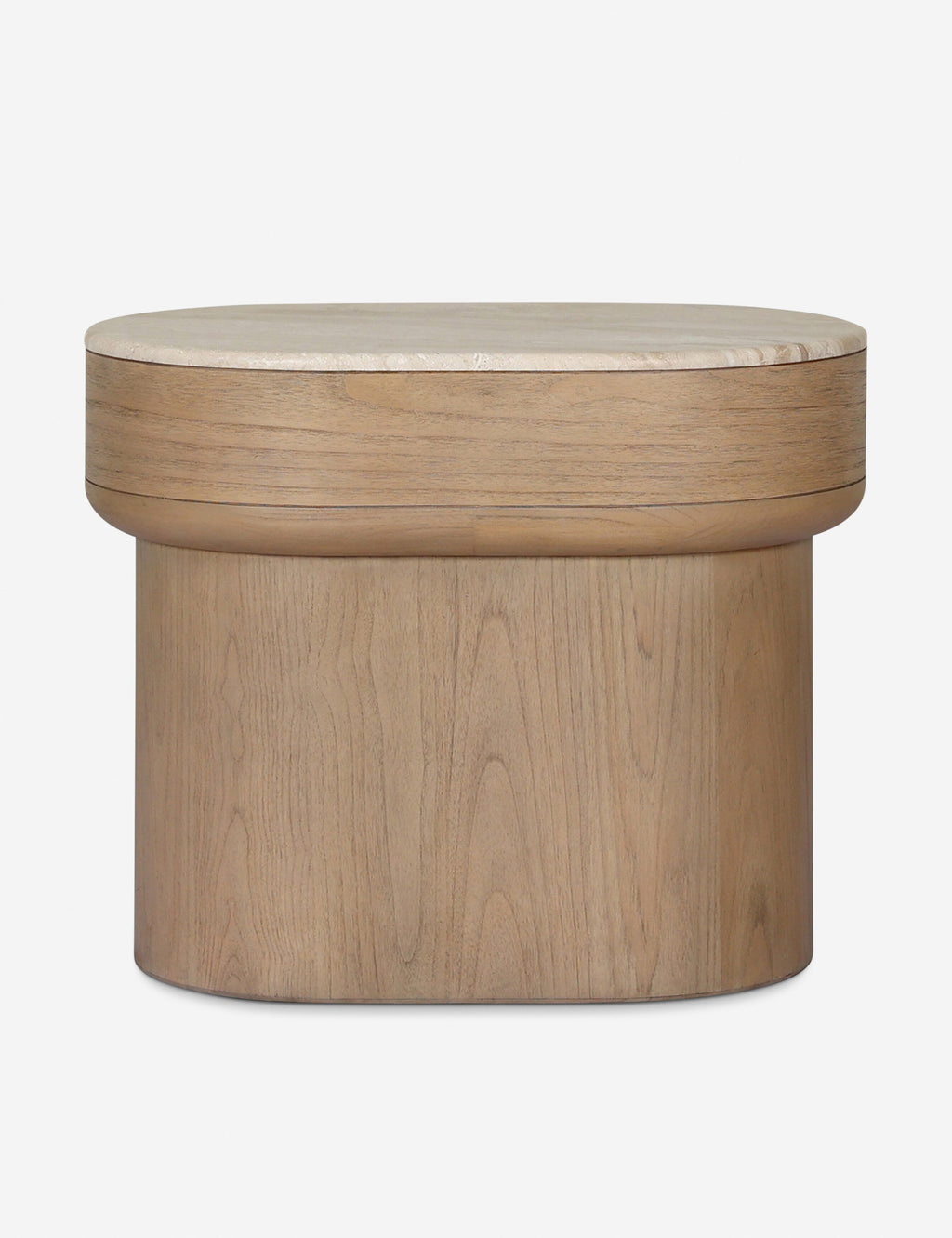 Table de chevet - Son bois chaud, ses courbes douces et son dessus en marbre crème confèrent instantanément à la table de chevet une touche d'élégance.
