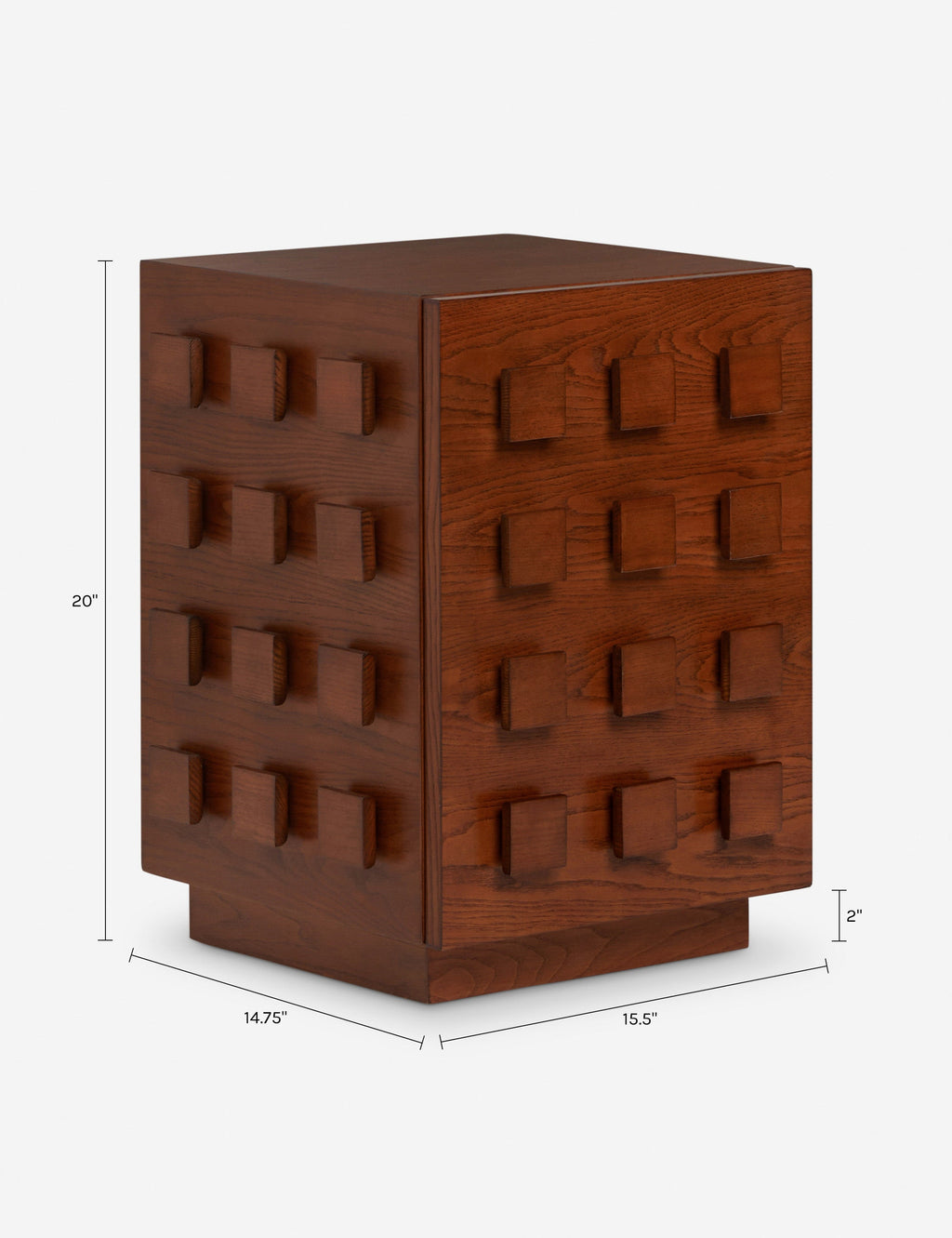 Table de chevet - joue avec la répétition et la dimension pour créer un profil saisissant en bois