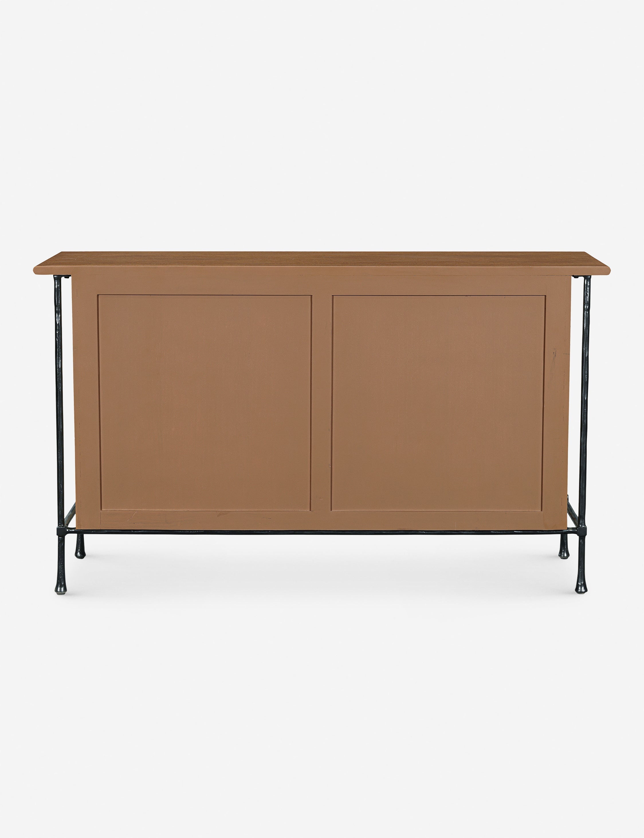 Commode - La commode associe un grain de bois chaleureux à une base en métal épurée pour un look qui équilibre le charme rustique et une touche industrielle