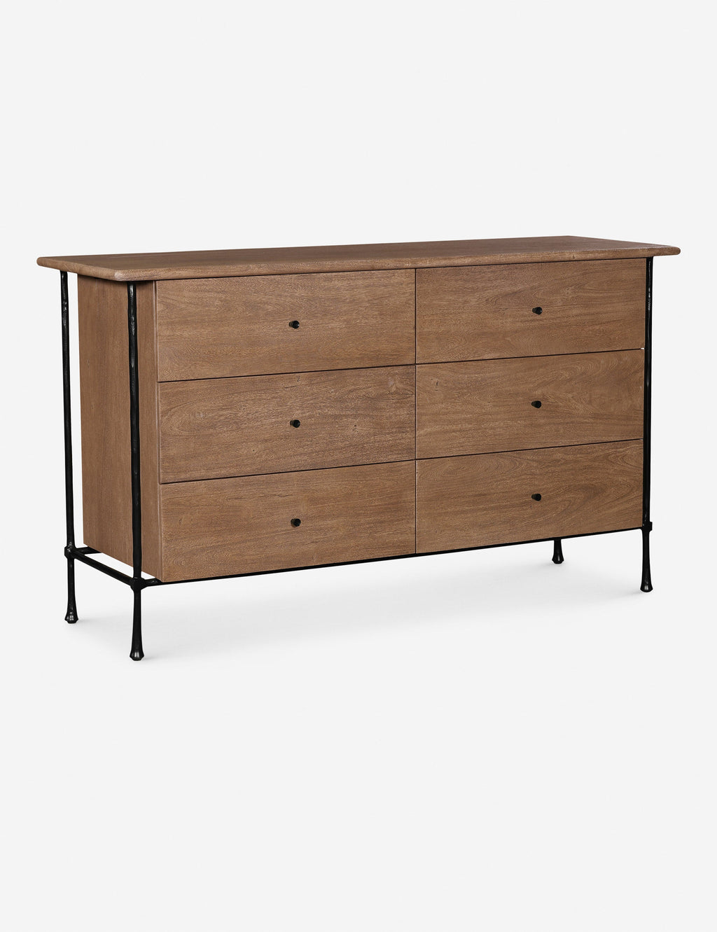 Commode - La commode associe un grain de bois chaleureux à une base en métal épurée pour un look qui équilibre le charme rustique et une touche industrielle