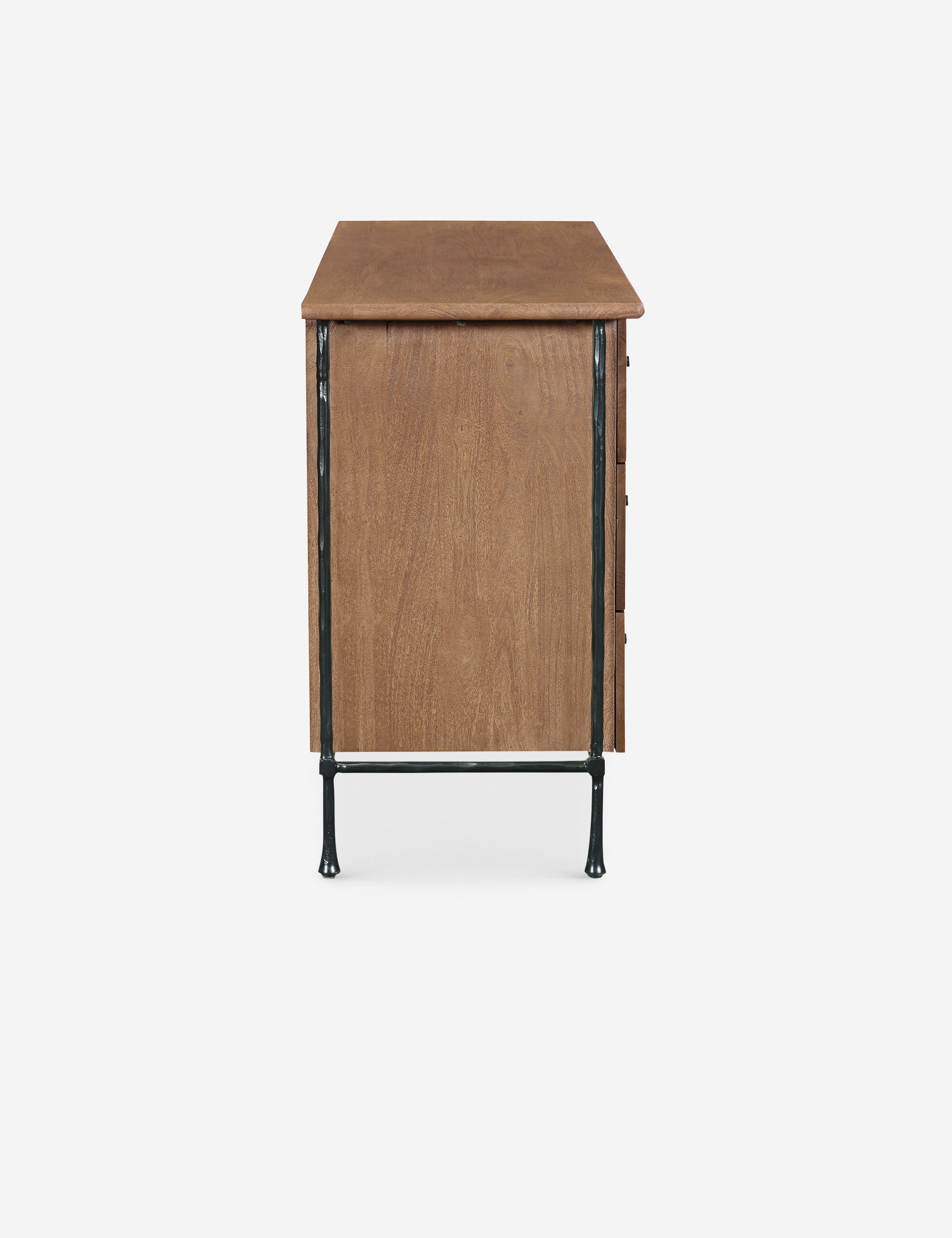 Commode - La commode associe un grain de bois chaleureux à une base en métal épurée pour un look qui équilibre le charme rustique et une touche industrielle