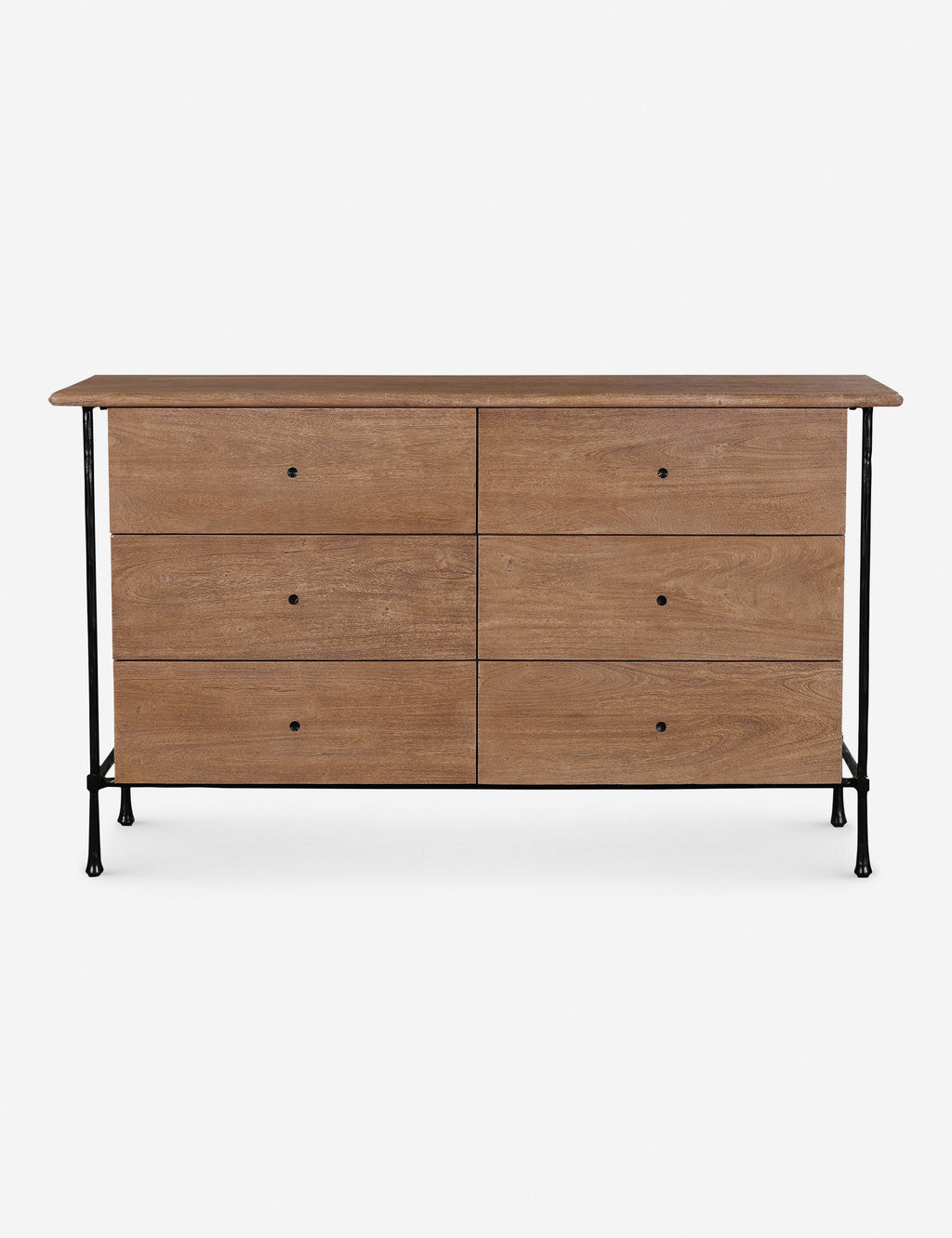 Commode - La commode associe un grain de bois chaleureux à une base en métal épurée pour un look qui équilibre le charme rustique et une touche industrielle