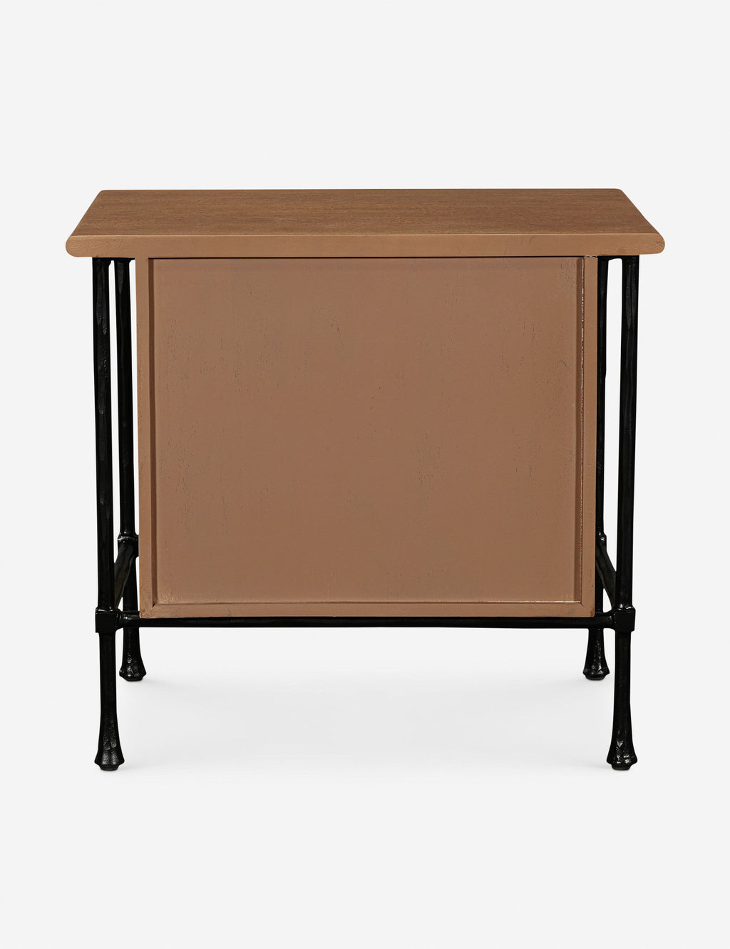 Table de chevet - La table de chevet Adley associe les tons chaleureux du bois veiné à une base métallique élégante pour un look qui équilibre charme rustique et touche industrielle.