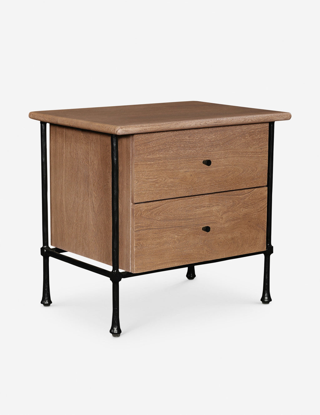 Table de chevet - La table de chevet Adley associe les tons chaleureux du bois veiné à une base métallique élégante pour un look qui équilibre charme rustique et touche industrielle.