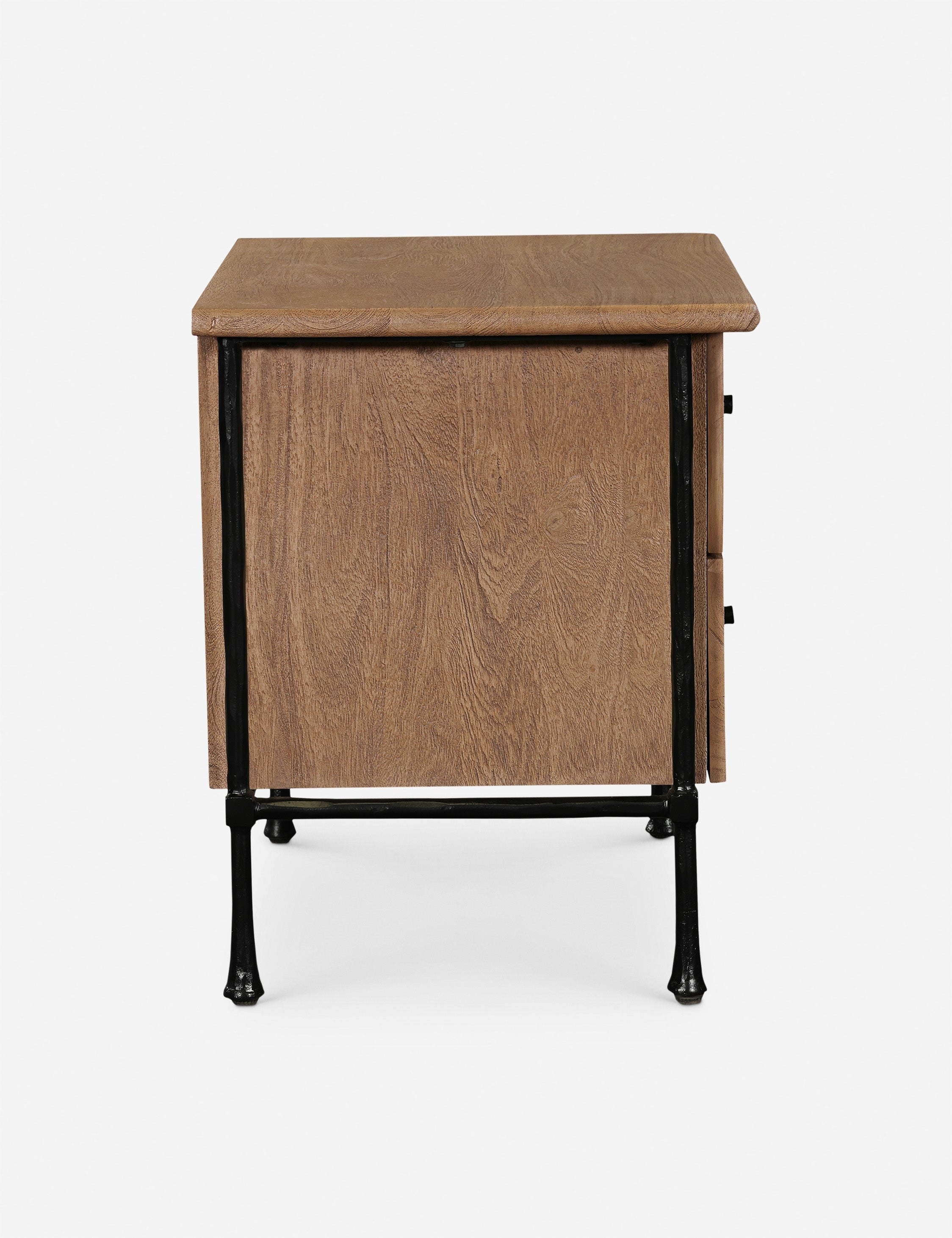 Table de chevet - La table de chevet Adley associe les tons chaleureux du bois veiné à une base métallique élégante pour un look qui équilibre charme rustique et touche industrielle.