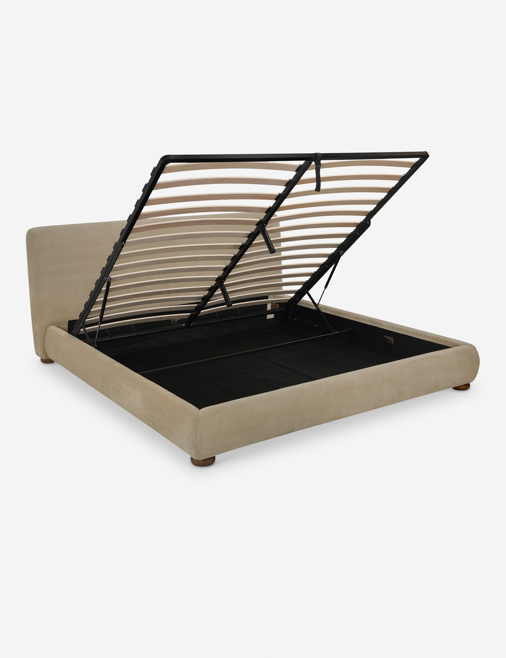 Lit - Le lit offre un impact doux avec une tête de lit délicatement arrondie et des pieds ludiques en forme de bun