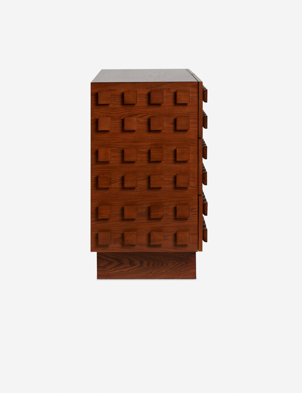 Commode à 6 tiroirs - joue avec la répétition et la dimension pour créer un profil saisissant en bois