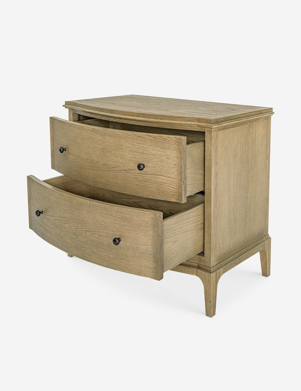 Table de chevet - L'intemporalité rencontre la modernité dans cette table de chevet, dotée d'une façade délicatement incurvée et d'une finition en chêne brossé