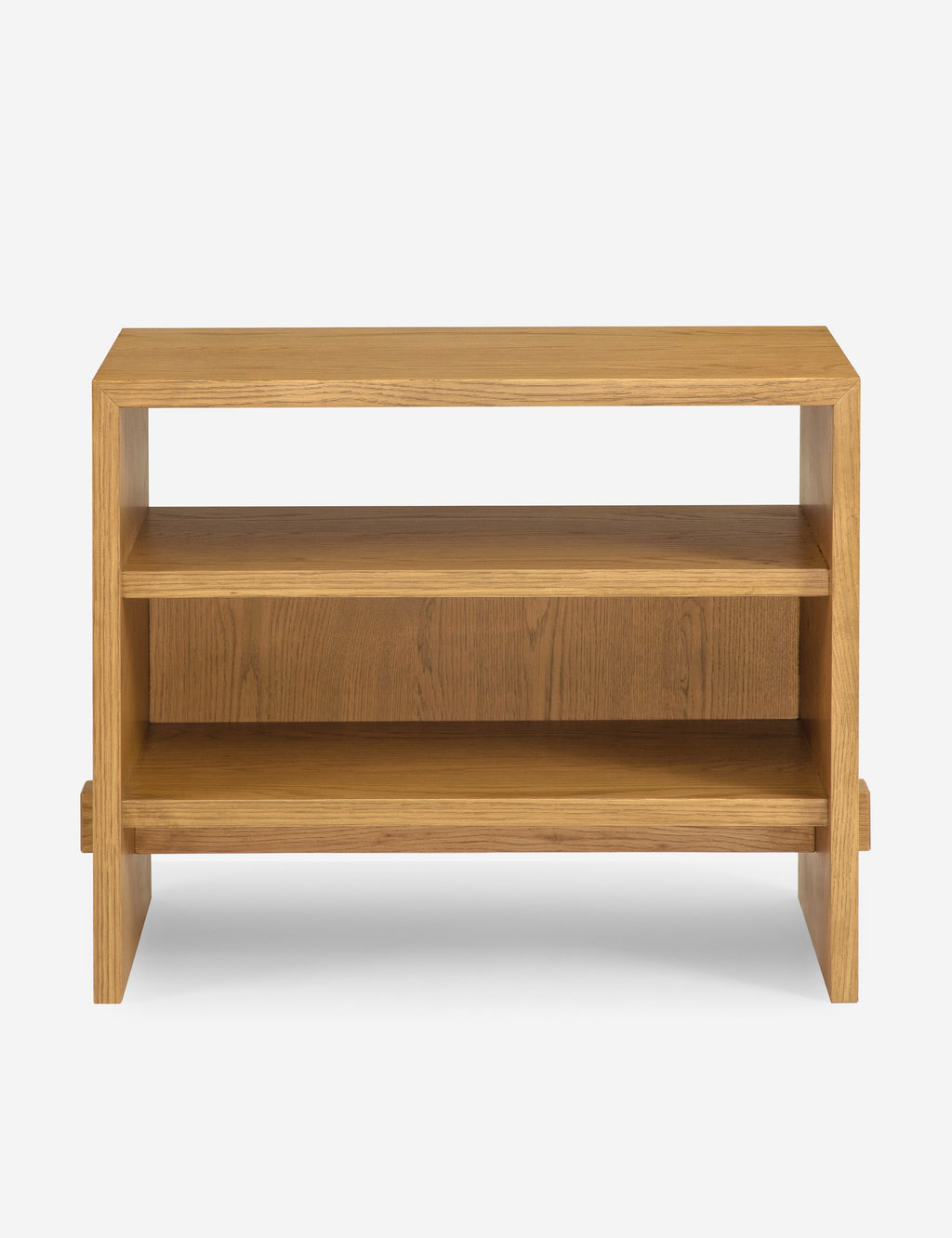 Table de chevet - La table de chevet offre une chaleur naturelle grâce à son mélange de placages et de bois de chêne massif, le tout habillé d'une finition claire qui met en valeur le grain