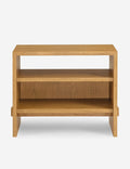 Table de chevet - La table de chevet offre une chaleur naturelle grâce à son mélange de placages et de bois de chêne massif, le tout habillé d'une finition claire qui met en valeur le grain
