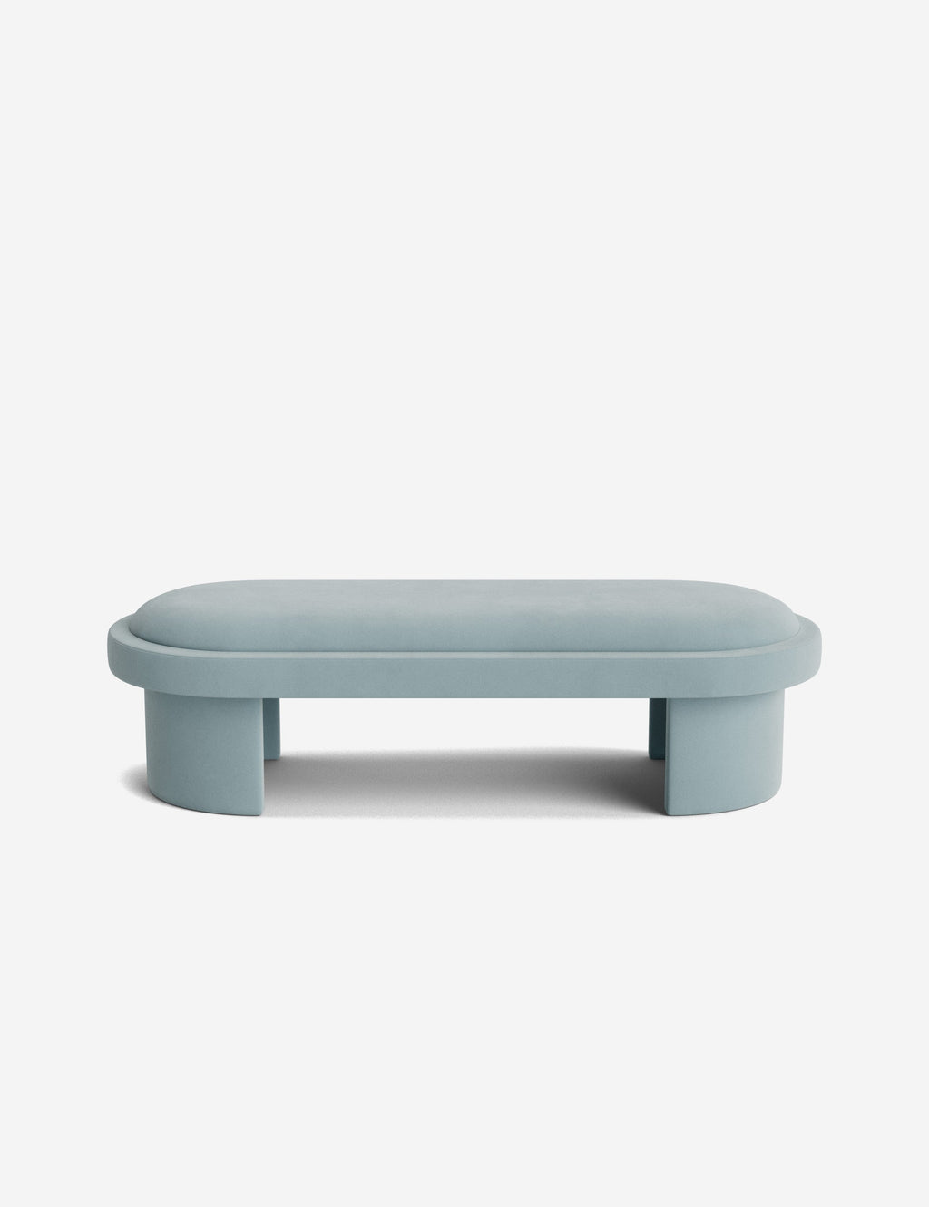 Banc - Une simplicité sculpturale définit le banc, dont l'assise capitonnée et les pieds incurvés offrent un moment d'architecture discrète