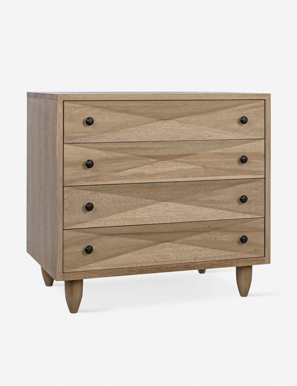 Commode à 4 tiroirs - Notre commode à quatre tiroirs s'intègre parfaitement aux intérieurs de chambre modernes, ou même bohèmes, grâce à ses motifs géométriques accrocheurs