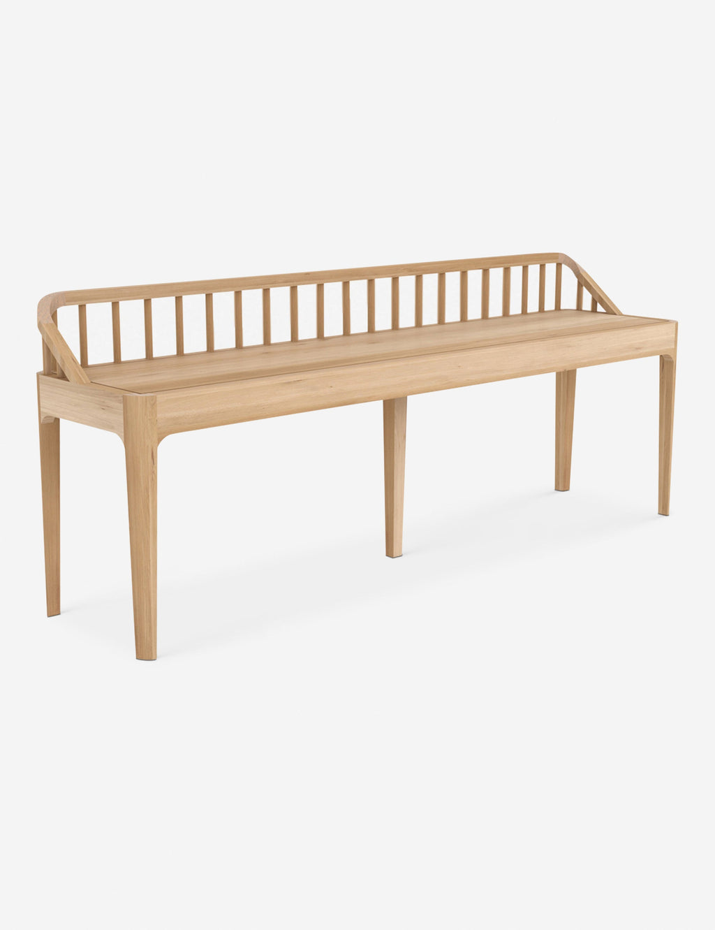 Banc - Des fuseaux traditionnels revisitent la modernité avec le dossier bas de ce banc et ses pieds coniques d'inspiration mid-century