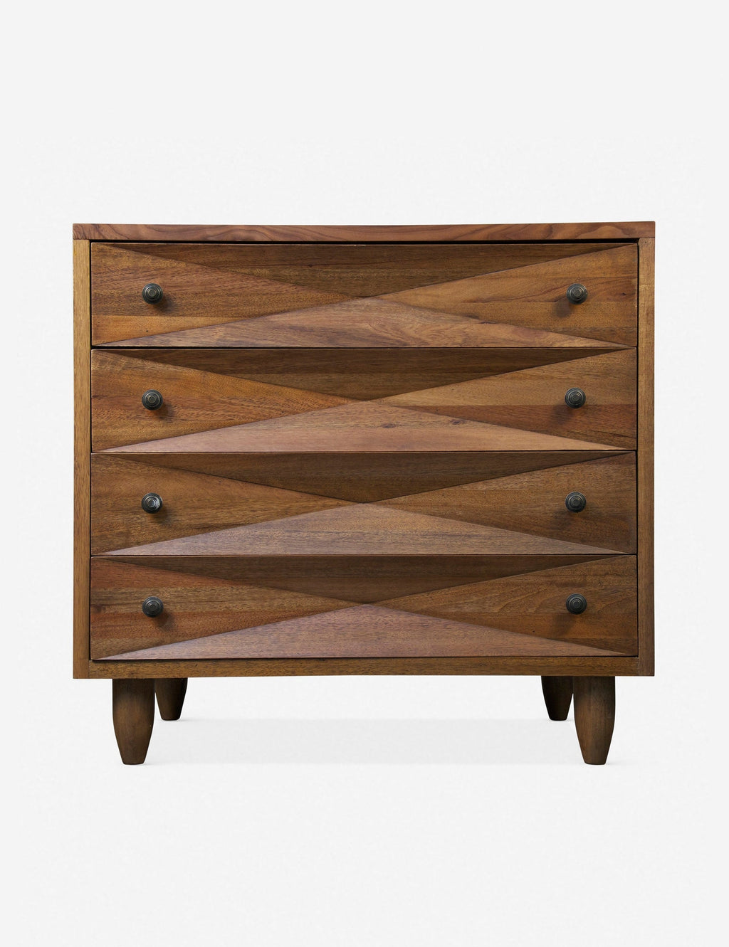 Commode à 4 tiroirs - Notre commode à quatre tiroirs s'intègre parfaitement aux intérieurs de chambre modernes, ou même bohèmes, grâce à ses motifs géométriques accrocheurs