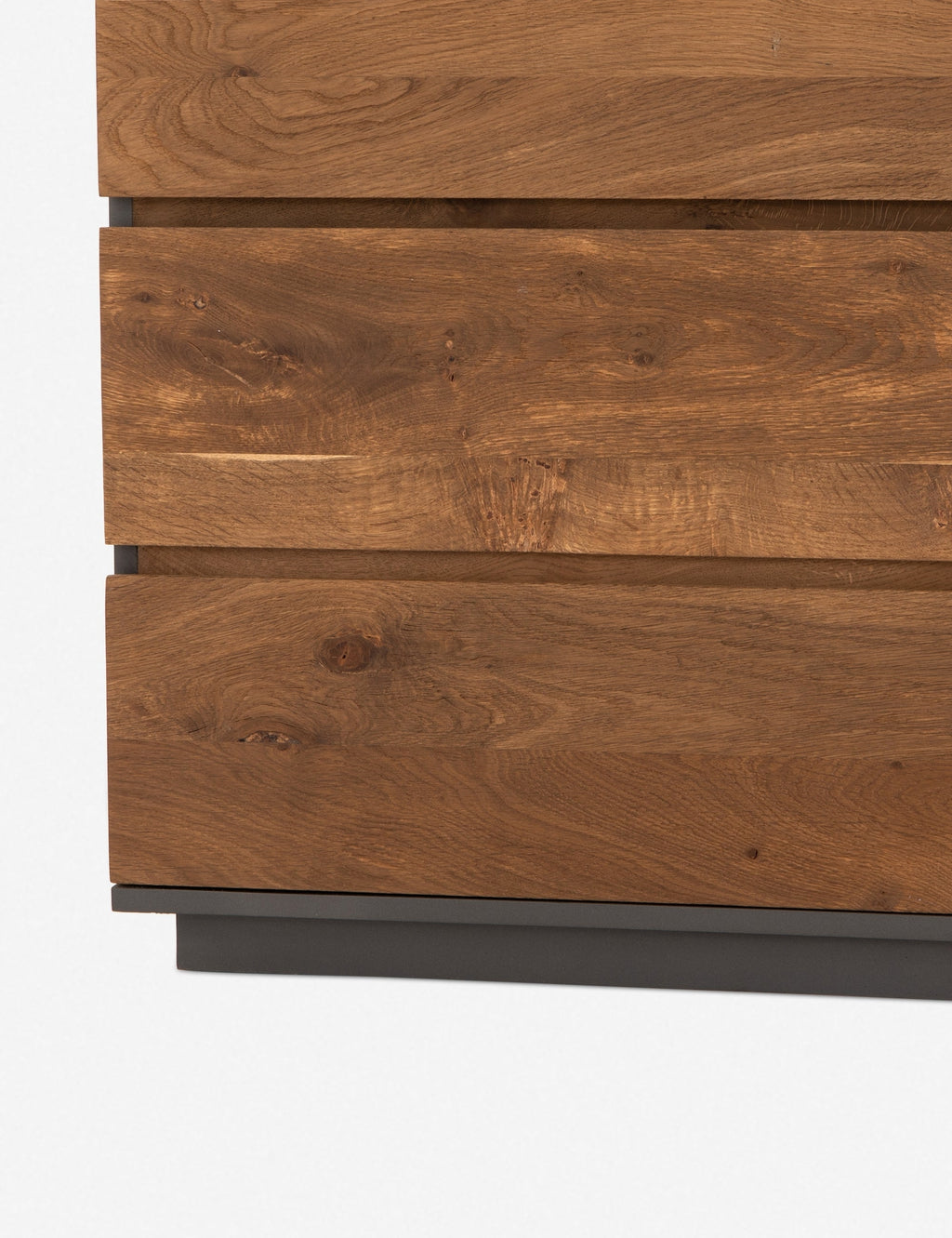 Commode - Améliorez votre chambre avec cette commode élégante et abordable, dotée d'une structure laquée grise contrastant avec six tiroirs en chêne fumé