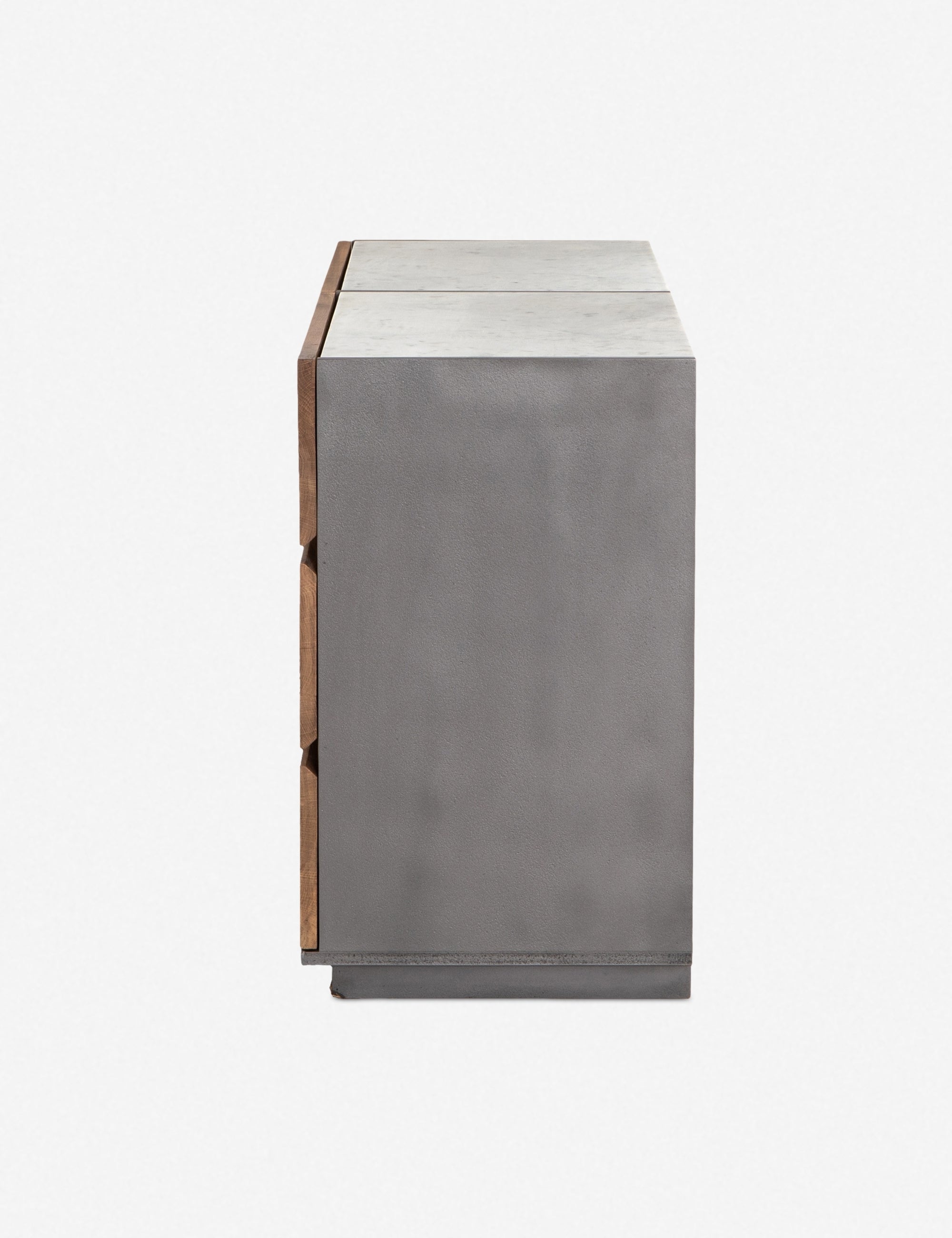 Commode - Améliorez votre chambre avec cette commode élégante et abordable, dotée d'une structure laquée grise contrastant avec six tiroirs en chêne fumé